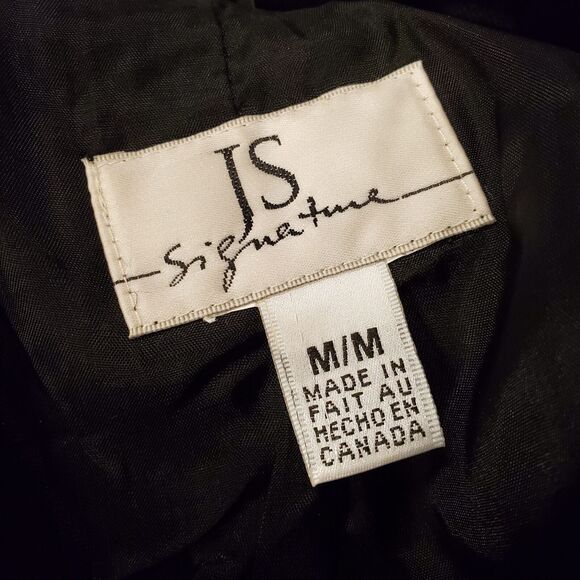 JS Signature Women's Long Black Velvet Coat, Size M - Picture 5 of 5